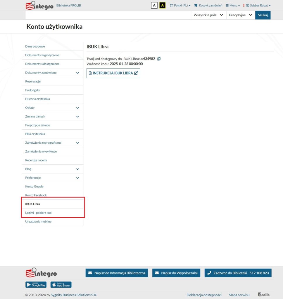 okno katalogu bibliotecznego
